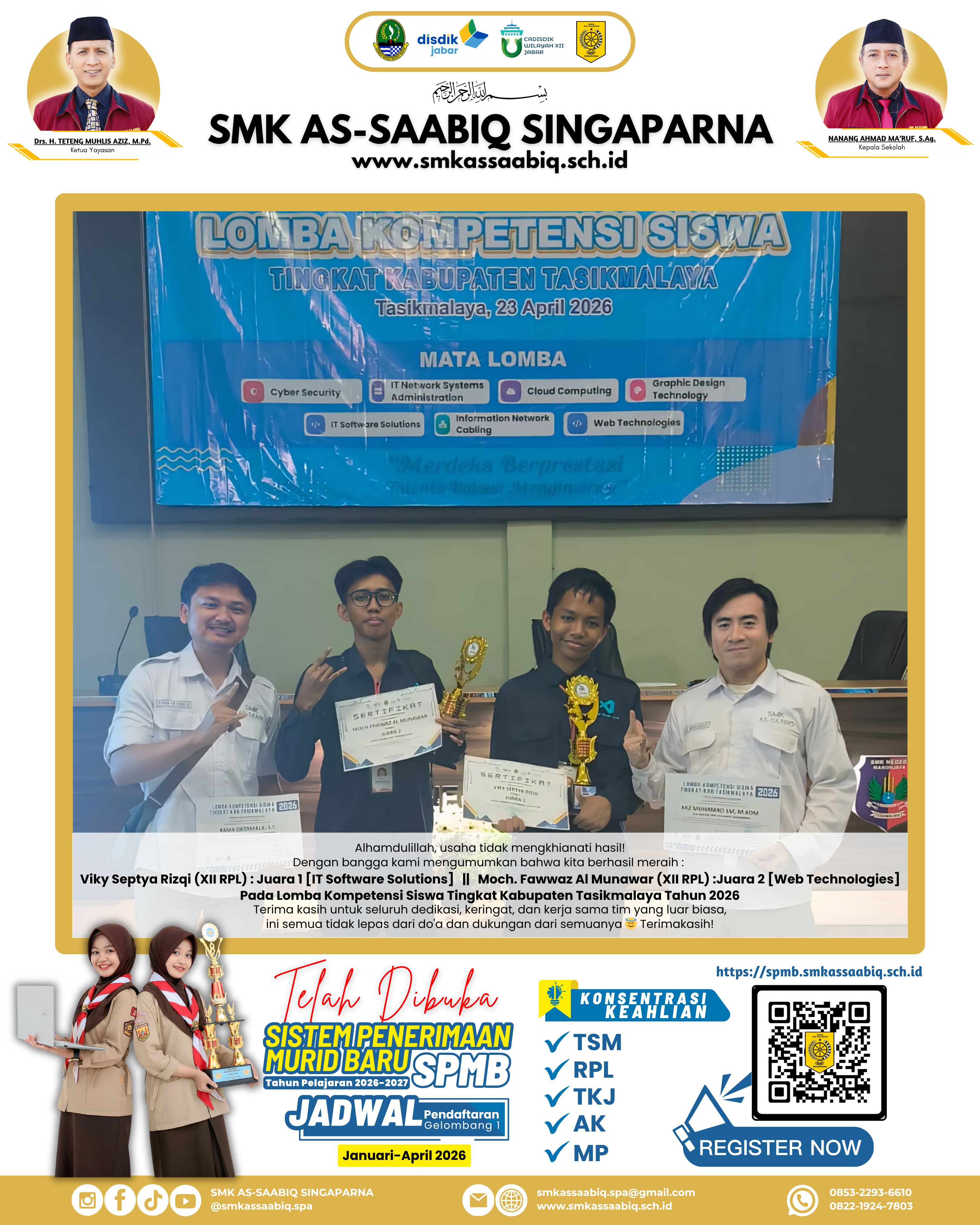 SMK As-Saabiq Gemilang: Viki dan Fawwaz Borong Juara di LKS Tingkat Kabupaten 2026