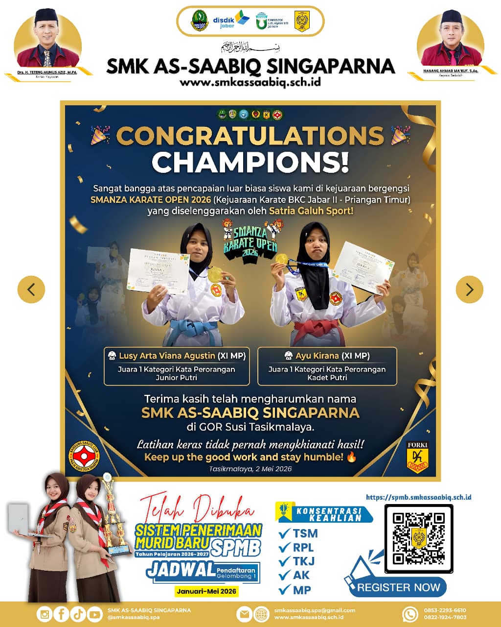 Sabet Dua Emas di SMANZA Karate Open 2026, Atlet Perisai Diri Harumkan Nama Sekolah